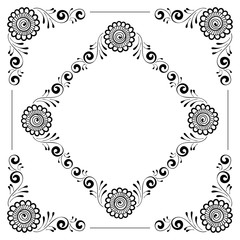 Hand drawn floral background with place for text. Vector Illustration