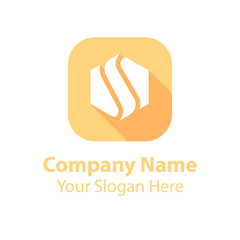 abstract logo design in square flat icon style with long shadow