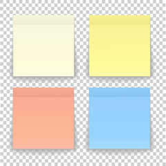 Post note paper sheet or sticky sticker with shadow isolated on a transparent background. Vector yellow post office memo or remember notepaper for your design.
