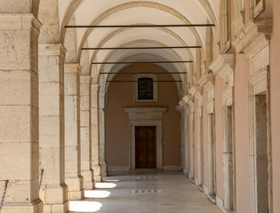 Cloister of Benedictine abbey of Monte Cassino. Italy