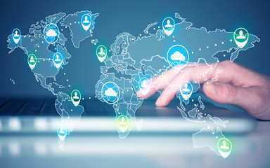 Keyboard with high tech user map icons