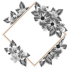 abstract frame of flowers. For design of cards, invitations, greeting birthday, party, wedding, Valentine's day, holiday, celebration.