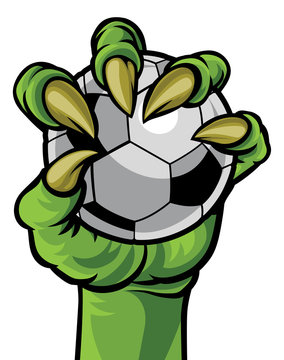 Claw Monster Hand Holding a Soccer Ball