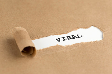 The text VIRAL appearing behind torn brown paper