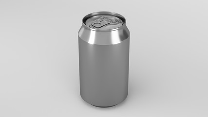 Blank small silver aluminium soda can mockup on white background
