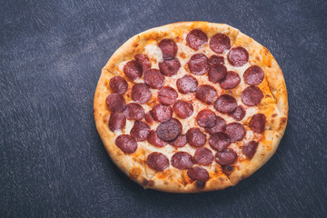 Pizza on blackboard