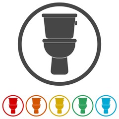 Toilet bowl icon, 6 Colors Included