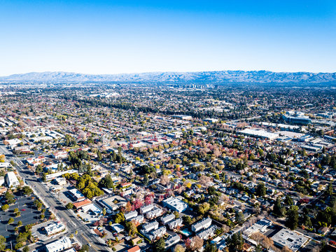 Aerial photo of Silicon Valley in California