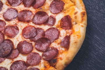 Pepperoni pizza close up