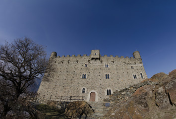 Ussel fraction of Chatillon, Valle d'Aosta, Italy 11 February 2018. Large format photo of the...