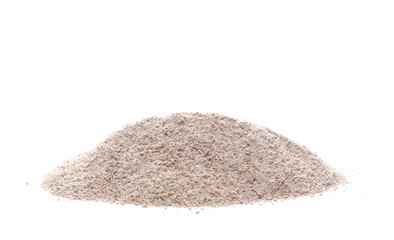 Integral rye flour pile isolated on white background