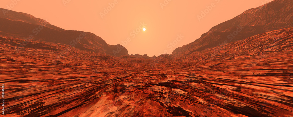 Wall mural 3d rendering planet mars lanscape