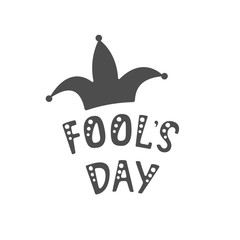 Handwritten lettering of Fool's Day on white background.