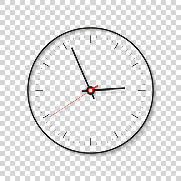 Simple Clock, minimalistic timer on transparent background. Business watch. Vector design element for you project