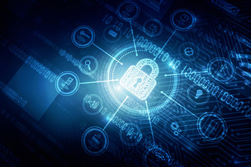 2d illustration Safety concept: Closed Padlock on digital background