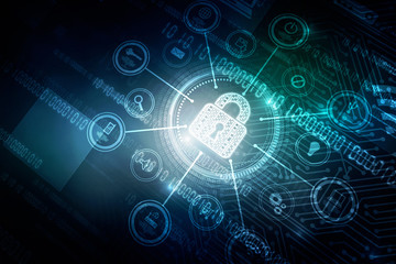 2d illustration Safety concept: Closed Padlock on digital background