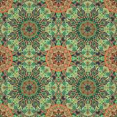 Ornate floral seamless texture, endless pattern with vintage mandala elements.