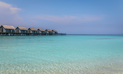 Wooden jetty in exotic Maldives