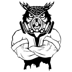 Steep fashionable owl. Vintage style illustration for tattoo, logo, emblem