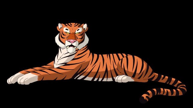 Big Tiger Lies and Growls Alpha Matte