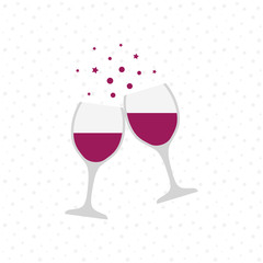 Two wine glasses. Red wine. Cheers. Celebration. Holiday toast.
