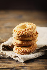 Sweet homemade cookies on the wooden table