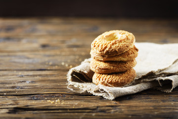 Sweet homemade cookies on the wooden table