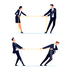 Businessmen are pulling rope.