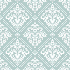 Orient vector classic pattern. Seamless abstract background with vintage elements. Orient light blue and white background