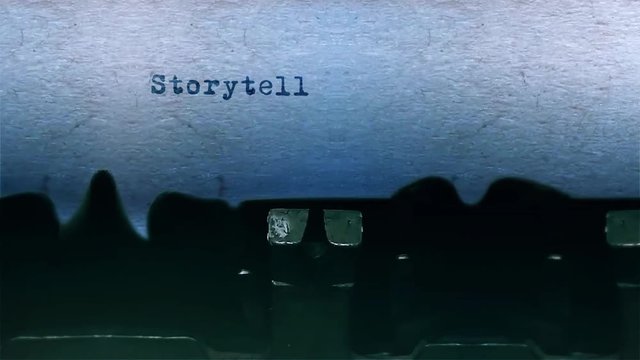 Storytelling The Word closeup Being Typing With Sound and Centered on a Sheet of paper on old Typewriter 4k Footage .