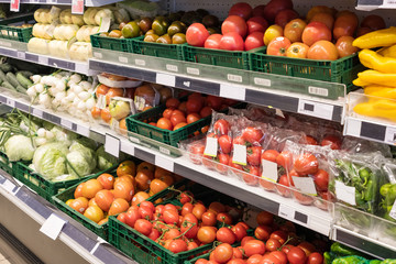 Fresh fruits and vegetables in supermarket - 193101446