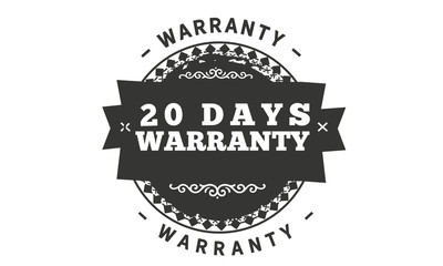 20 days warranty icon vintage rubber stamp guarantee