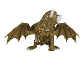3D Rendering Fantasy Dragon on White