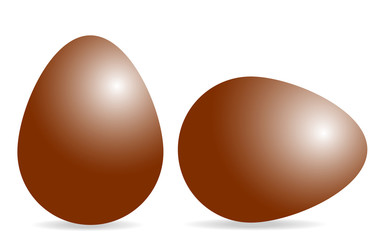 Two 3d red-brown eggs in a vertical and horizontal position. Can be used as a pattern for decoration on Easter. Vector illustration.Основные RGB
