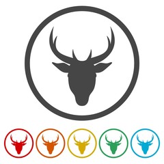 Deer head illustration vector, 6 Colors Included