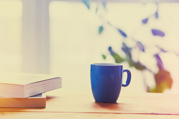 books and coffee on wooden table, instagram look