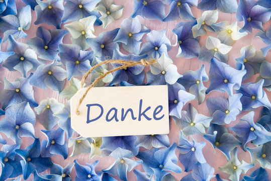 Fototapeta Hydrangea Flat Lay, Danke Means Thank You