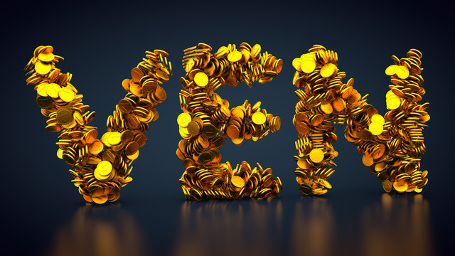 goldene M&uuml;nzen formen Kryptow&auml;hrung VeChain