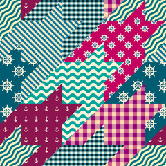 Seamless background pattern. Geometrical Hounds-tooth pattern in a patchwork style.