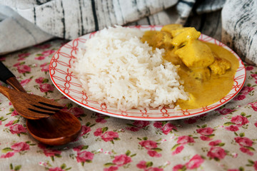 Handmade Indian curry chicken rice