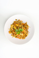 asian food fried noodle on the table