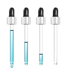 Realistic vector glass dropper for cosmetics and medicines