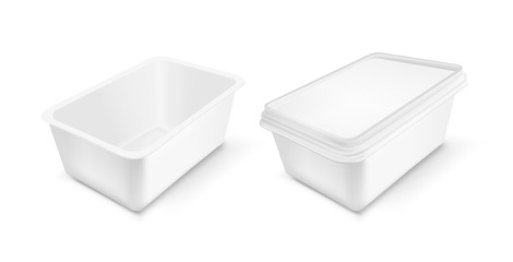 White packaging with lid for food