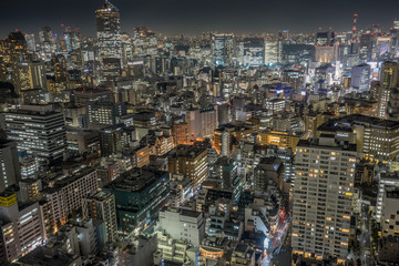 Fototapeta na wymiar Tokyo skyline cityscape aerial night view. Hamamatsucho district, Minato Ward.