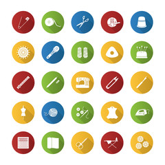 Tailoring flat design long shadow glyph icon