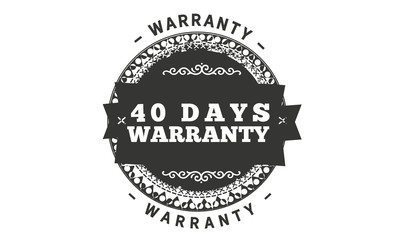 40 days warranty icon vintage rubber stamp guarantee