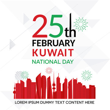 Kuwait independence day, national awakening day with flag background red white black green banner, flyer, vector illustrator
