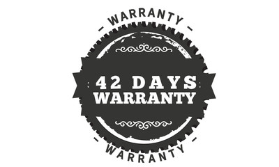 42 days warranty icon vintage rubber stamp guarantee