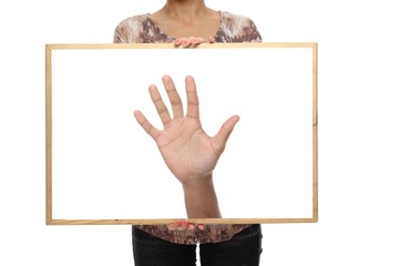 People holding a board