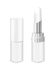 White tubes with white lipstick. Vector mock up